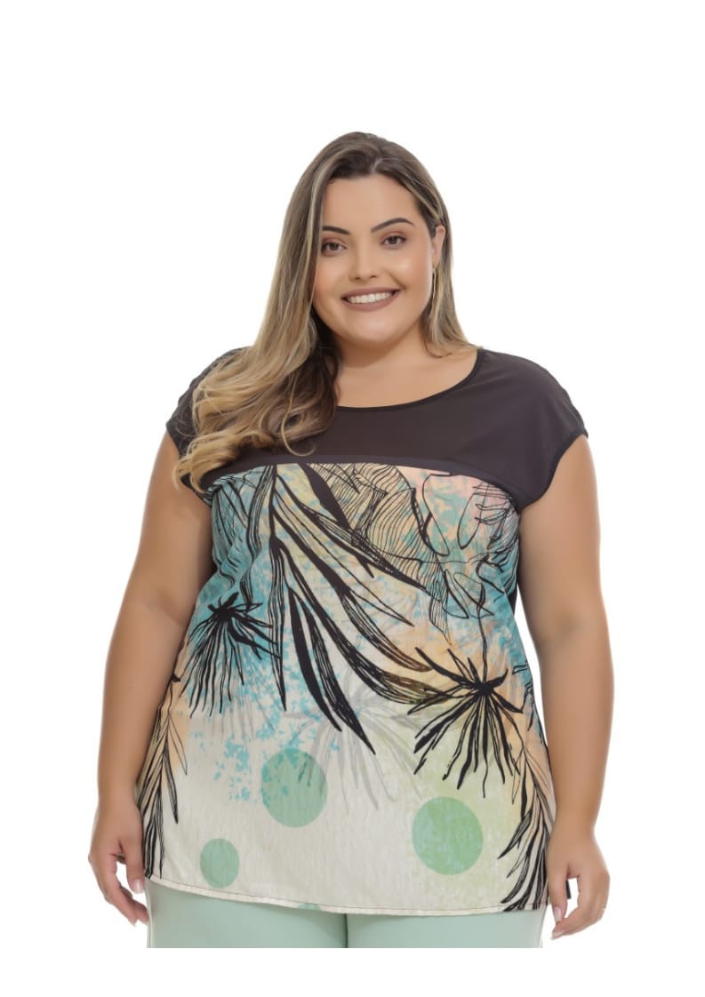 blusa feminina folhagem